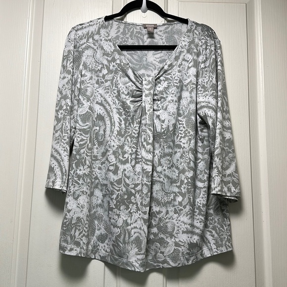 CHICOS V Neck No Wrinkle Top Sz 3 (L) - Picture 1 of 6